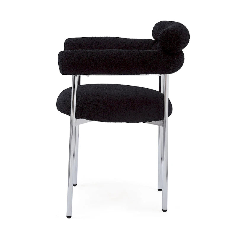 Chaises de salle à manger modernes en tissu avec accoudoirs et pieds en métal