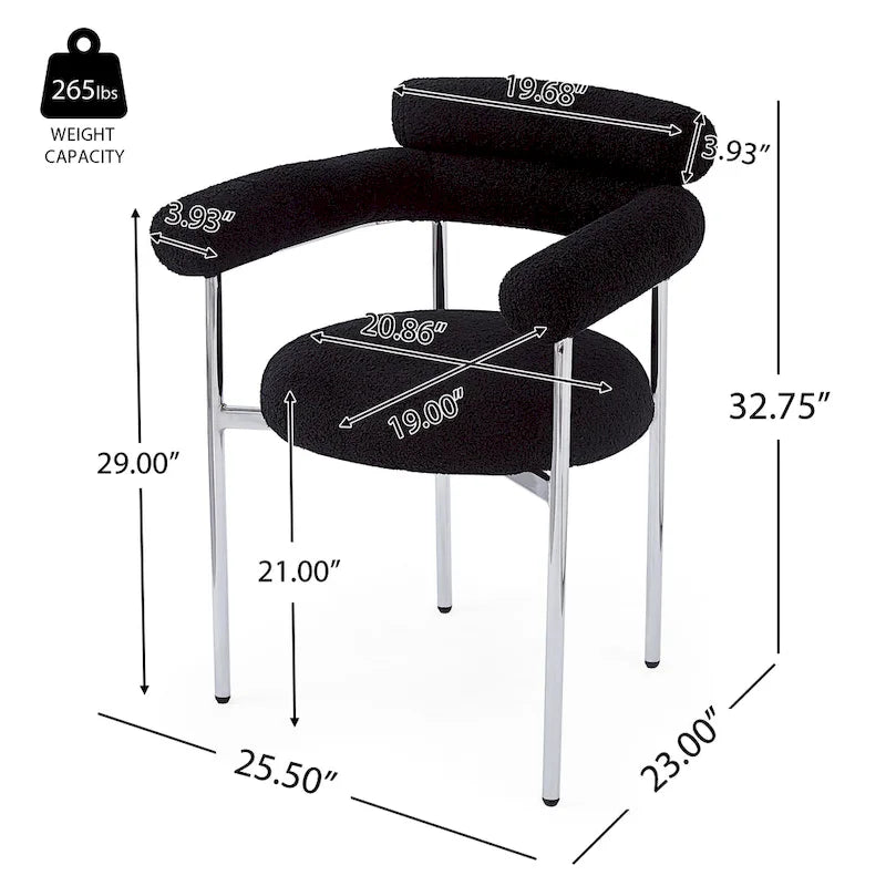 Chaises de salle à manger modernes en tissu avec accoudoirs et pieds en métal