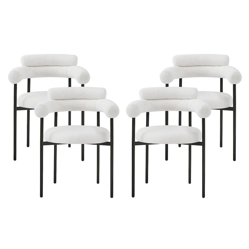 Chaises de salle à manger modernes en tissu avec accoudoirs et pieds en métal