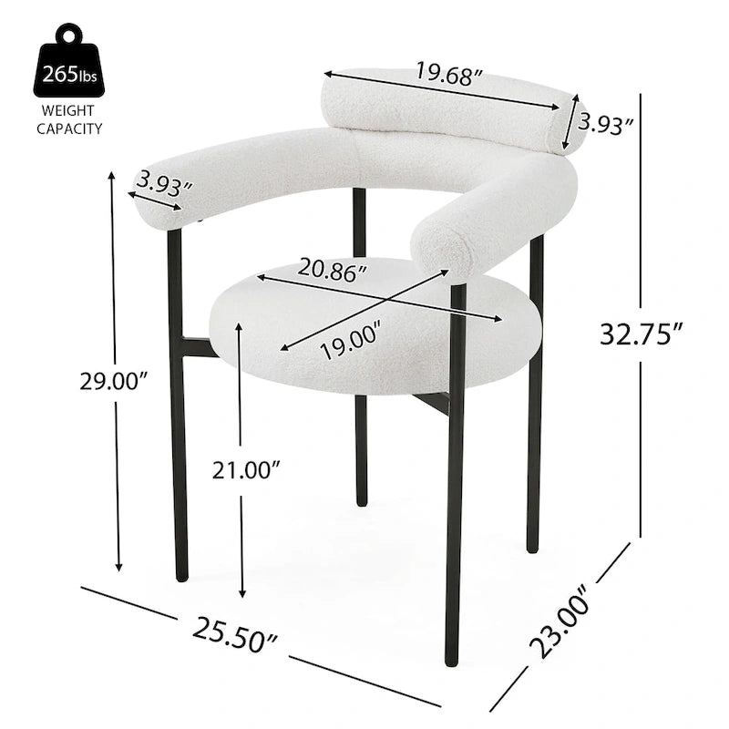 Chaises de salle à manger modernes en tissu avec accoudoirs et pieds en métal