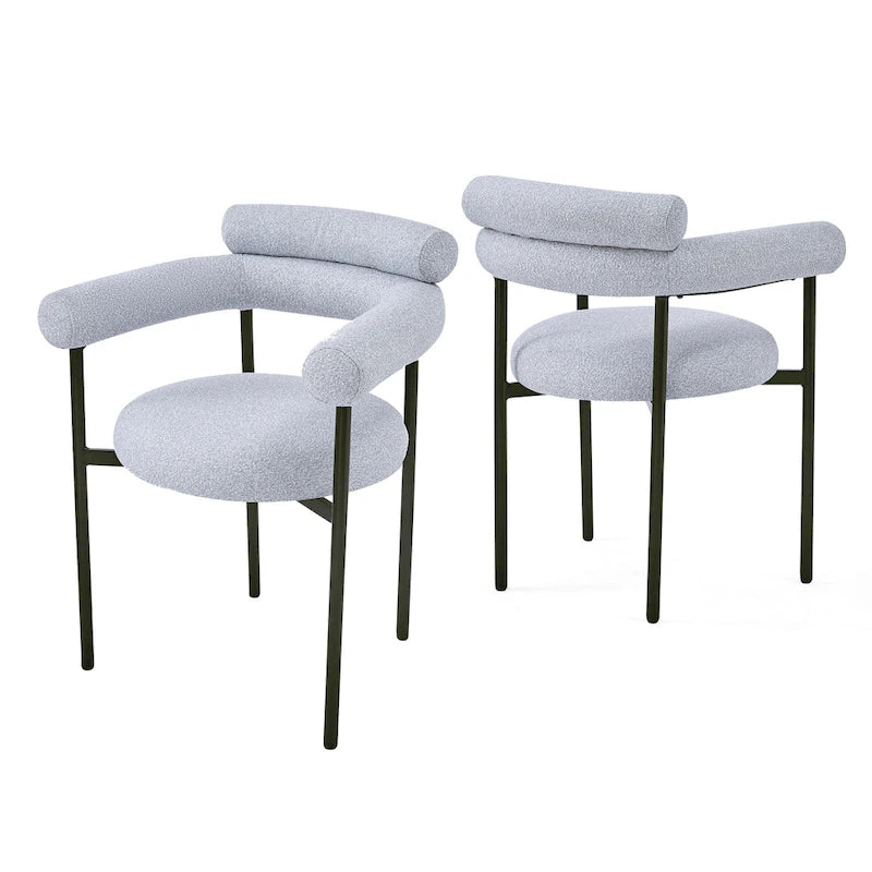 Chaises de salle à manger modernes en tissu avec accoudoirs et pieds en métal